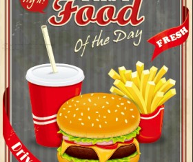 Retro vintage fast food poster design vector 04