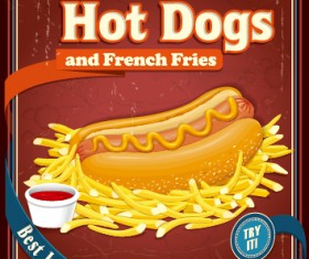 Retro vintage fast food poster design vector 05