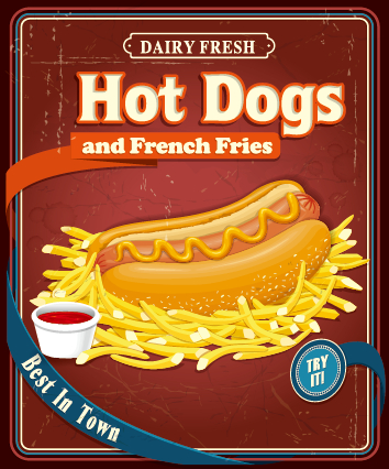 Retro vintage fast food poster design vector 05