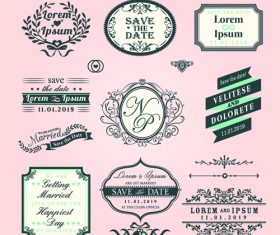 Romantic wedding labels design vector