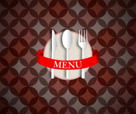Round pattern background with restaurant menu vector 02