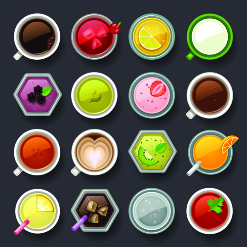 Set of best food icons vectors graphics 01