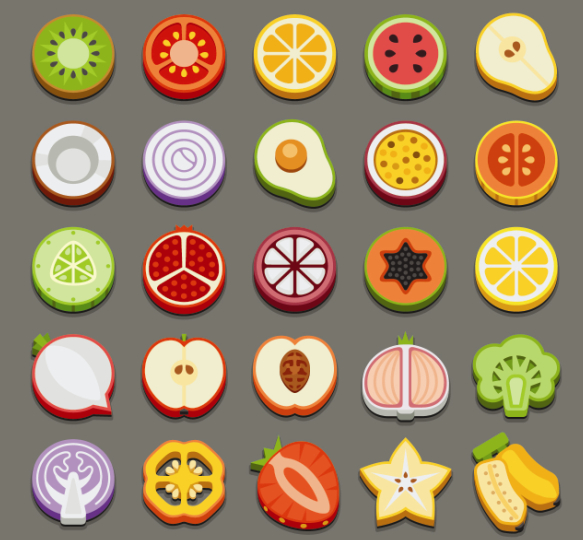 Set of best food icons vectors graphics 04