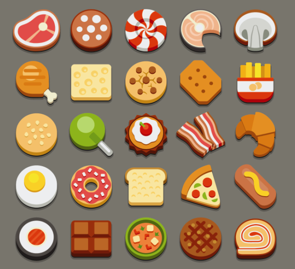 Set of best food icons vectors graphics 05