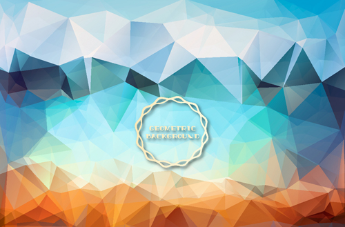Shiny geometric shapes embossment background vector 04