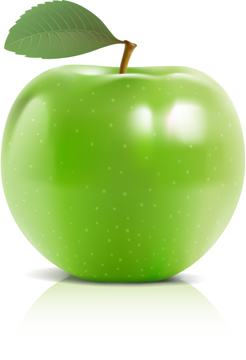 Shiny green apple vector material