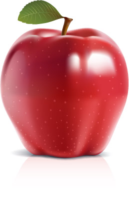 Shiny red apple vector material