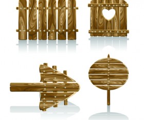 Shiny wooden signs set vector 03