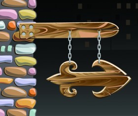 Shiny wooden signs set vector 04