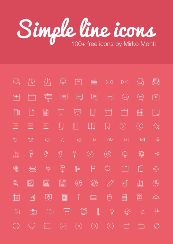 Simple pink line icons
