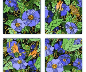 Sketch purple floral pattern vector