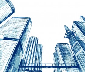 Sketch urban building vector material 05