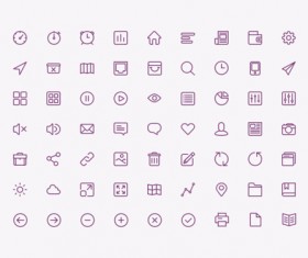Small fine purple outline web icons