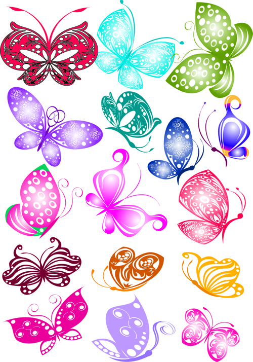 Sorts of butterflies clip art vector material 01
