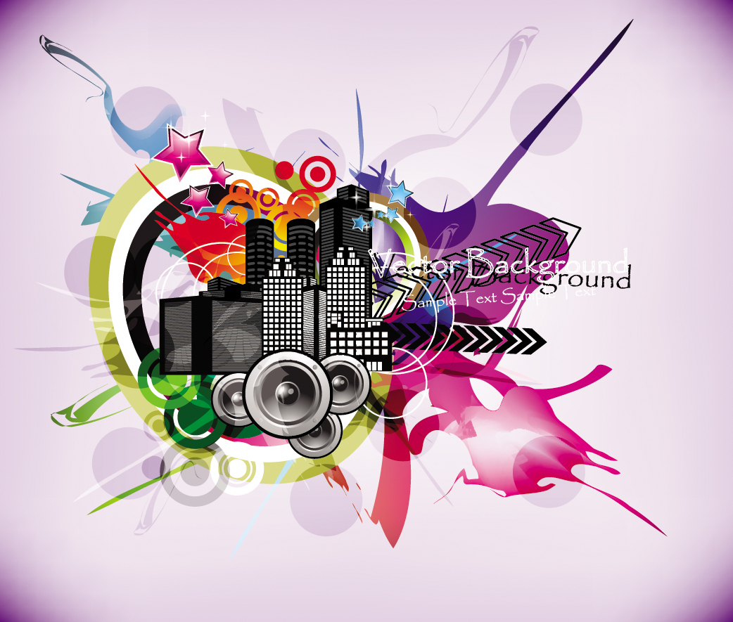 Stylish city party vector background 01