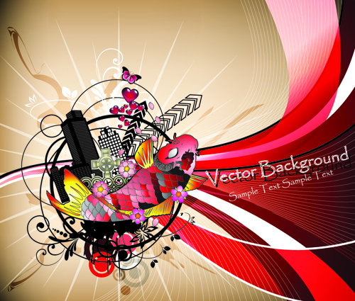 Stylish city party vector background 02