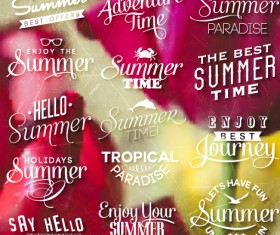 Summer holiday logos with labels vector 01