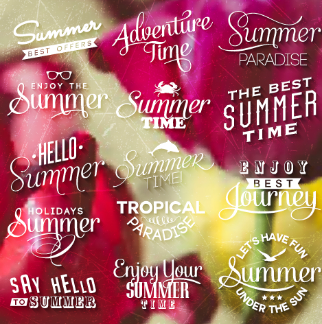 Summer holiday logos with labels vector 01