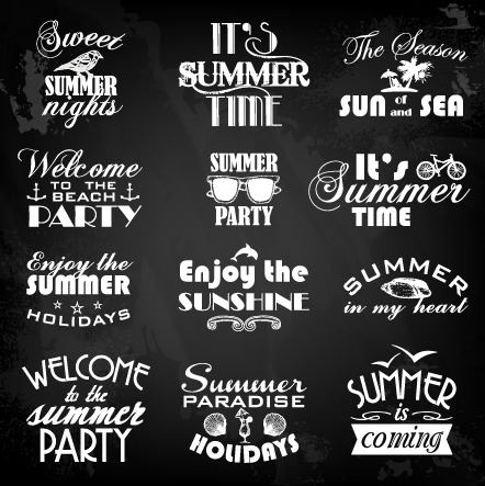 Summer holiday logos with labels vector 03