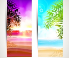 Summer holidays banner vector set 01