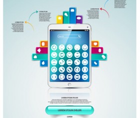 Tablet phone with infographic design vector