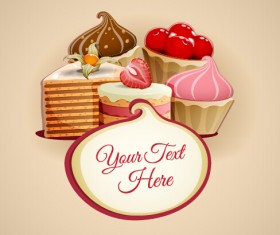 Tasty dessert and sweets background vector 01
