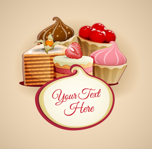 Tasty dessert and sweets background vector 01