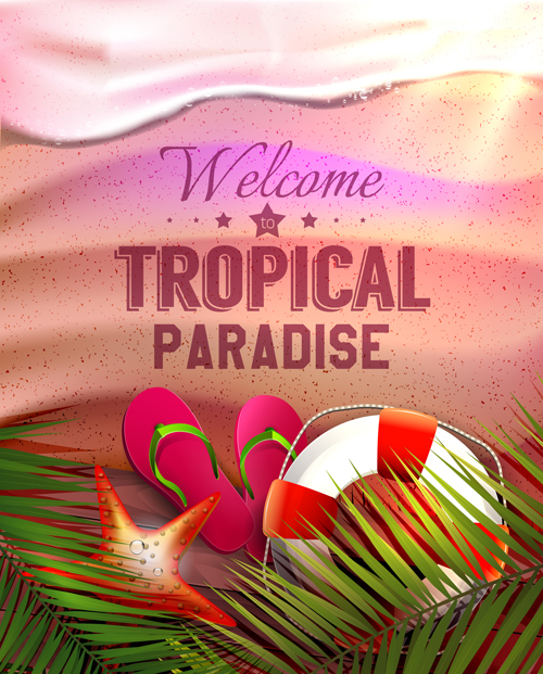 Tropical summer holidays vector background art 02