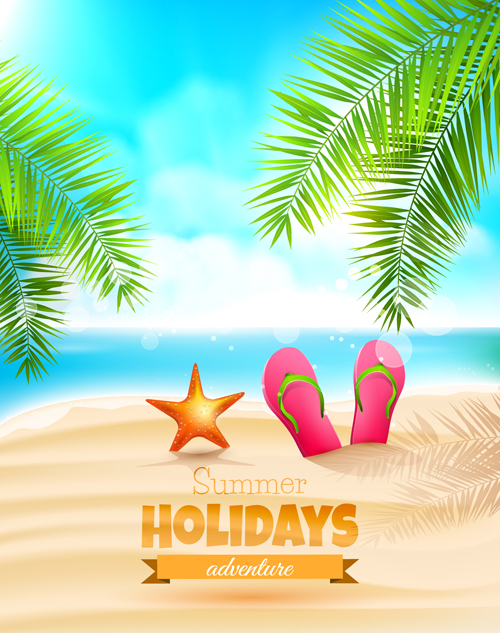 Tropical summer holidays vector background art 03 free download