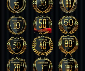 Vector anniversary glass labels