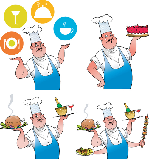Vector funny chef design graphic set 06