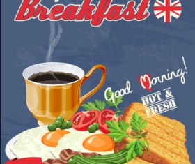 Vector retro breakfast poster design graphic 02