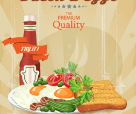 Vector retro breakfast poster design graphic 04