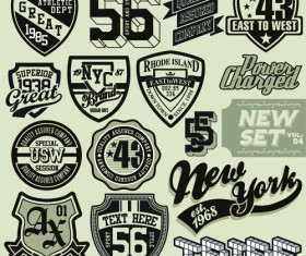 Vintage T-shirt labels creative vector material 01
