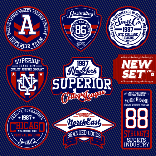 Vintage T-shirt labels creative vector material 03 free download