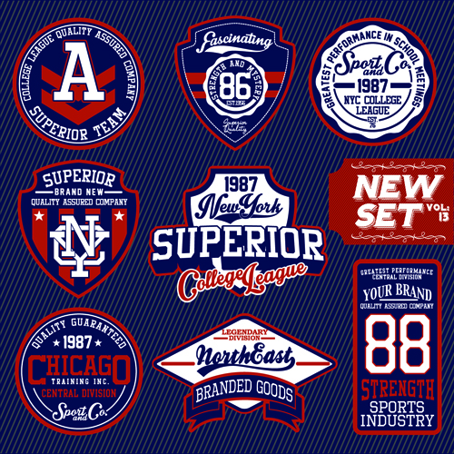 Vintage T-shirt labels creative vector material 03