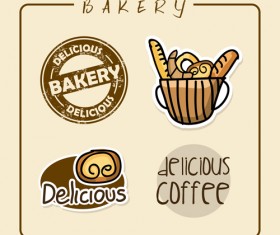 Vintage bakery with coffee labels vector graphics