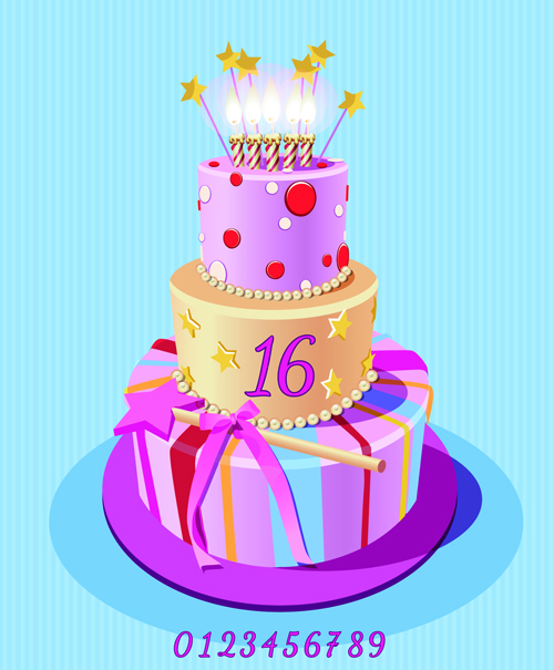 Vintage birthday cake background art vector 05 free download