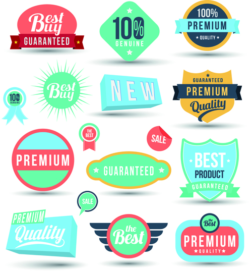 Vintage sale badges and label with stickers vector material