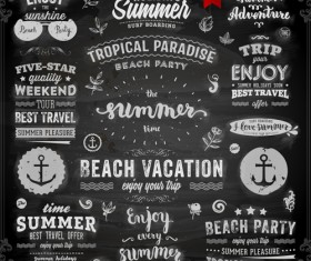 Vintage summer logos with ornaments design vector 02