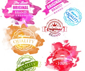Watercolor premium quality labels vector