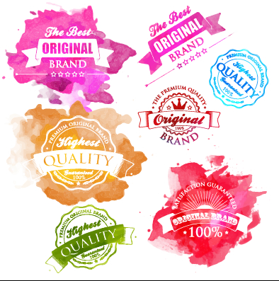 Watercolor premium quality labels vector