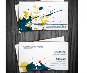 Watercolor splash business cards vector graphic 02