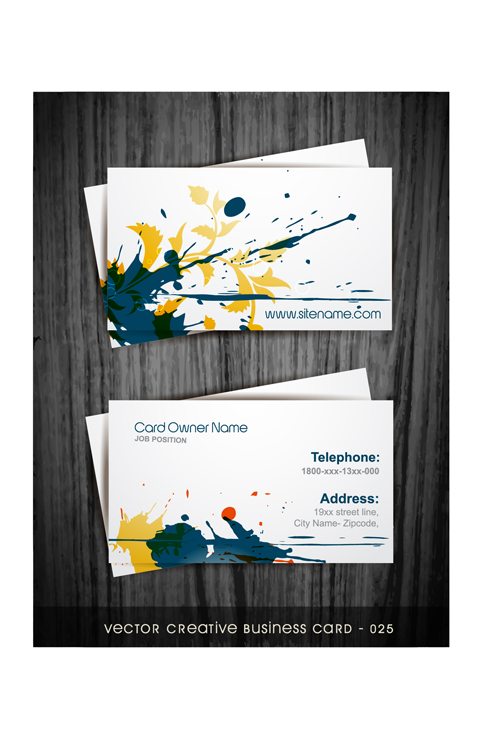 Watercolor splash business cards vector graphic 02