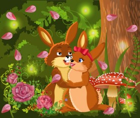 Wild animal and natural scenery design vector set 04