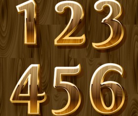 Wooden golden numeric graphic vector 01