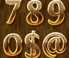 Wooden golden numeric graphic vector 02