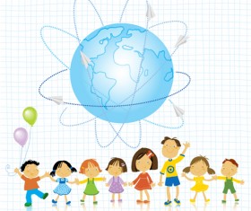 World and kids creative background vector 01