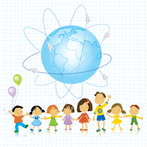 World and kids creative background vector 01
