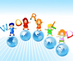 World and kids creative background vector 02